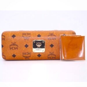 Authentic MCM Name Brand Logo Monogram Clam Cognac Glasses Eyeglasses Hard Case